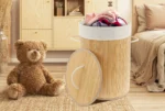 Bamboo Laundry Basket with Lid for Storing Dirty Clothes Laundry Hamper with Removable Liner Handle Clothing Bin for Bathroom
