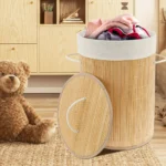 Eco-Friendly Bamboo Laundry Hamper with Lid & Removable Liner