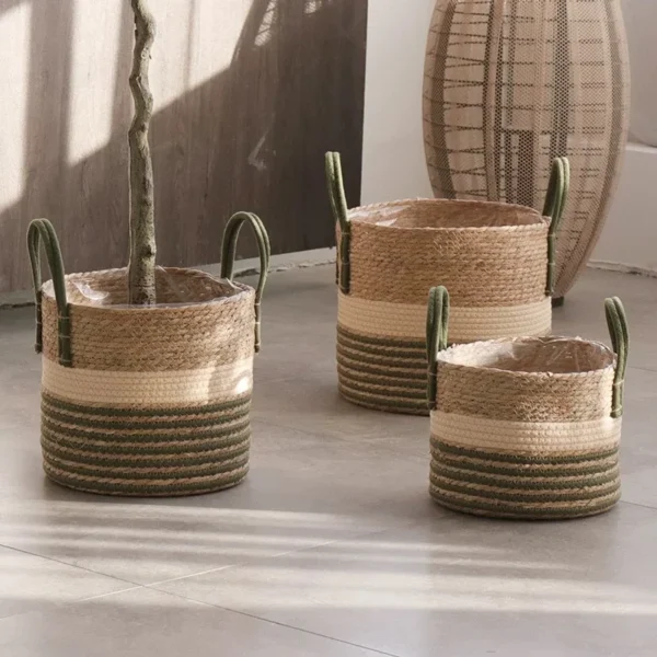 Natural Wicker Basket For Planter Bamboo Seagrass Storage Baskets Rattan Flower Pot Toy Holders Home Garden Decor