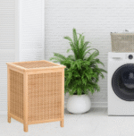 Wooden Laundry Hamper Bathroom Storage Cabinet Organizer Bag for Clothes Stylish and Functional Home Storage Solution