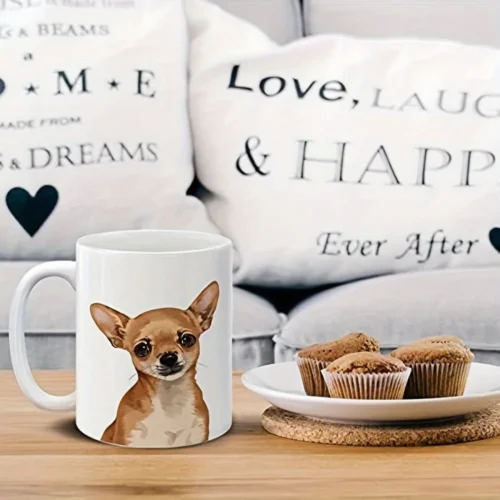 Adorable Ceramic Mug - Cute Chihuahua Design, Perfect Gift for Dog Lovers and Coffee Enthusiasts, Unique Collectible