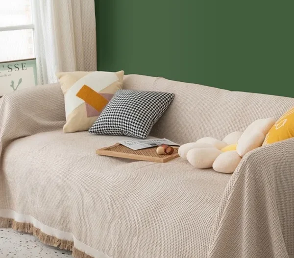French White Sofa Full Cover Cloth American Sandhair Towel Dust Cover Sofa Cover ins Sandhair Blanket Lunch Break Cover Blanket