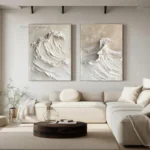 Handcrafted Large Black & White Abstract Canvas Art Piece - Image 4