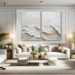 Handcrafted Large Black & White Abstract Canvas Art Piece - Image 5