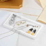 Marble Stone Serving Tray Lotion Cosmetics Jewelry Organizer Marble Elegant Jewelry Tray for Club Dresser Office Kitchen Home