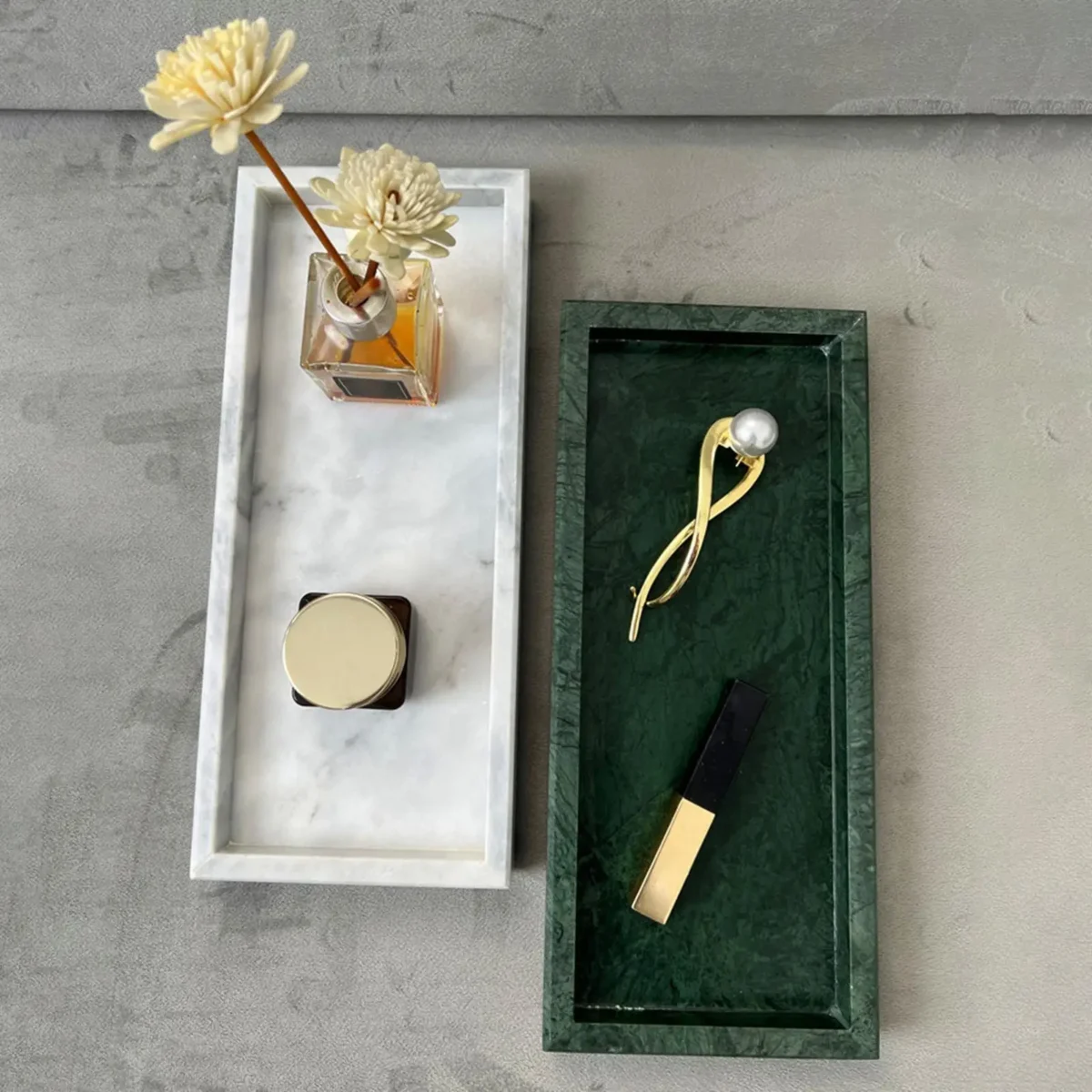 Marble Stone Serving Tray Lotion Cosmetics Jewelry Organizer Marble Elegant Jewelry Tray for Club Dresser Office Kitchen Home - Image 3