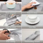 Place Mats for Kitchen Dining Table, Heat-Resistant Anti-Skid Stain Washable PVC Table Mats, Easy to Cleaning Dinner Mats - Image 4