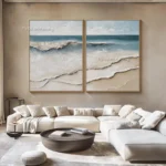 Handcrafted Large Black & White Abstract Canvas Art Piece - Image 2