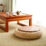 Chic Knitted Pouf Ottoman with PU Leather Seat for Yoga Bliss - Image 6