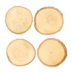 Jaswehome 4pcs Natural Wood Round Coasters Set Wooden Coasters With Bark Table Mat Coffee Tea Mug Drinks Holder Cup Mat - Image 6