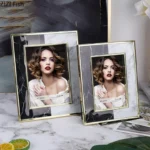 Marble Texture Metal Photo Frames Modern Design Picture Frame Bedside Table Wedding Anniversary Photo Frame Desk Decoration