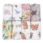 120x120cm Bamboo Cotton Baby Swaddle Bedding Bath Towel Infant Wrap Gauze Muslin Blankets Breathable For Newborn Baby Dropship