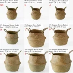 Zerolife-Seaweed Wicker Basket for Dirty Cloth, Laundry Storage Bakset, Hand Woven, FLower Plant Pot, Home Garden Cesta Mimbre - Image 5