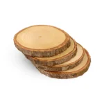 Jaswehome 4pcs Natural Wood Round Coasters Set Wooden Coasters With Bark Table Mat Coffee Tea Mug Drinks Holder Cup Mat - Image 2