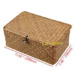 Rattan Woven Storage Box Clothing Toys Holder Handmade Jewelry Boxes Straw Wicker Basket with Lid Home Sundries Makeup Organizer - Image 3