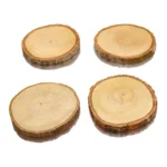 Jaswehome 4pcs Natural Wood Round Coasters Set Wooden Coasters With Bark Table Mat Coffee Tea Mug Drinks Holder Cup Mat - Image 5