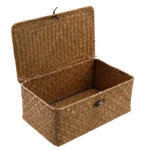 Rattan Woven Storage Box Clothing Toys Holder Handmade Jewelry Boxes Straw Wicker Basket with Lid Home Sundries Makeup Organizer - Image 4