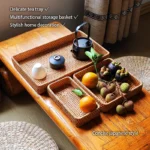 Handwoven Rattan Storage Basket Square Wicker Tray Picnic Basket Bread Food Plate Fruit Cake Sundries Box Kitchen Decoration - Image 5
