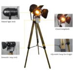 Wooden Floor Lamp LED Industrial Lamps Red/Black Loft Lampshad Rustic Vintage Standing Lamp For Living Room Office Studyroom - Image 3