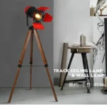 Wooden Floor Lamp LED Industrial Lamps Red/Black Loft Lampshad Rustic Vintage Standing Lamp For Living Room Office Studyroom - Image 2