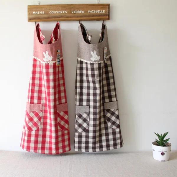 Chic Cotton Linen Apron for Stylish Cooking & Cleaning