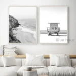 Black and White Palm Tree Beach Landscape Photography Poster Canvas Painting Surf Coastal Wall Art Prints Living Room Home Decor - Image 4