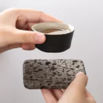 Cup Mat Volcanic Stone Coaster Table Accessories Teaset Absorbent Heat-Resistant Natural Stone Hand-Polished Drink Coaster 9x9cm