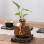 Cup Mat Volcanic Stone Coaster Table Accessories Teaset Absorbent Heat-Resistant Natural Stone Hand-Polished Drink Coaster 9x9cm - Image 5