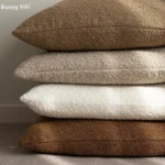 Solid Boucle Throw Pillow Cover Ivory Grey Camel Puffy Soft Design Cushion Cover Texture Couch Pillow Case Cozy 18x18" 45x45cm - Image 2