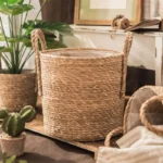 Protable Storage Basket Straw Rope Weaving Baskets Clothes Organizer Toys Snack Sundries Desktop Storage Box Laundry for Home - Image 2
