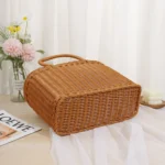 Basket Woven Wicker Baskets Picnic Handle Storage Rattan Market Flower Handles Straw Fruit Gift Shopping Hand Tote Beach - Image 4