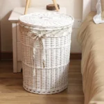 Rattan Storage Basket Hamper Dirty Clothes Basket with Lid Good Willow Basket for Debris Storage Elegant Design - Image 4