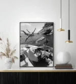 Chic Black & White Surfer Girl Canvas Art for Beach Lovers - Image 4