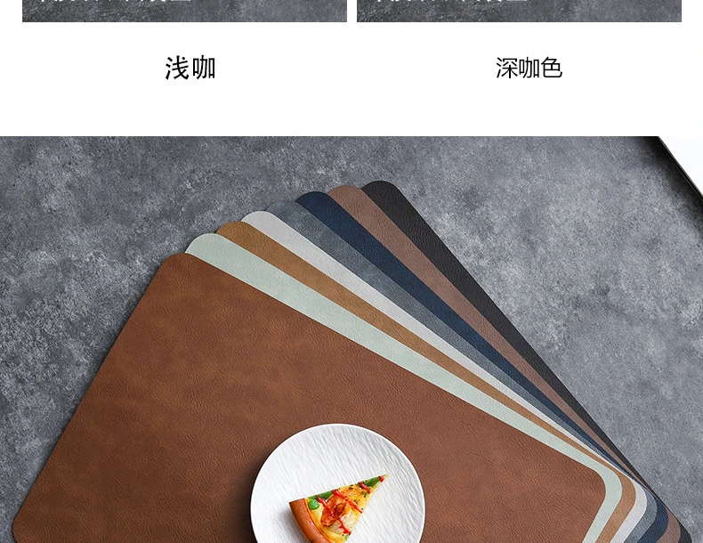 Square Double-Layer Cowhide PU Leather Placemat Texture Waterproof Heat-Resistant Table Mats Home Hotel Dining 7 kf S01f56e329322451dbffb52a4ff8366ddl