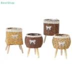 Fashion Rattan Woven Creative Flower Pot With Legs Durable Hand Wove Plant Stand Desktop Plant Pot Basket - Image 5