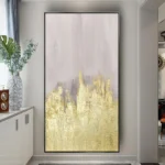 Elegant Handmade Acrylic Oil Painting with Golden Foil Accents - Image 2