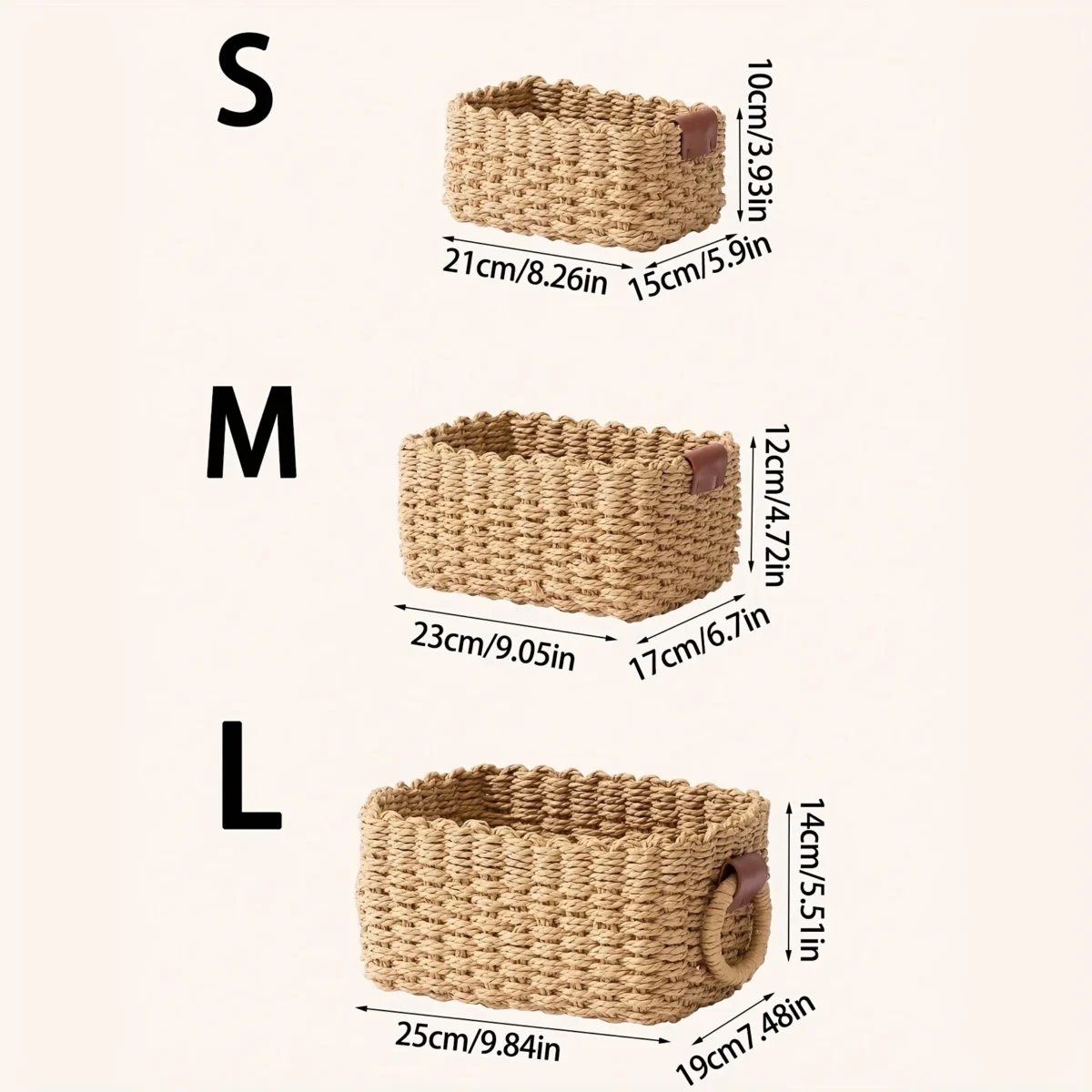Woven Storage Basket, Paper Rope Storage Basket with Handle, Small Woven Basket for Organising, Decorated Cute Gift Basket - Image 3