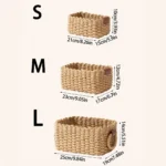 Woven Storage Basket, Paper Rope Storage Basket with Handle, Small Woven Basket for Organising, Decorated Cute Gift Basket - Image 3