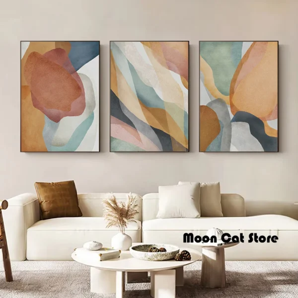 Scandinavian Abstract Colorful Geometric Lines Poster Canvas Painting Modern Mid Century Living Room Interior Home Decor