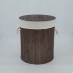 Plaid Cloth-lined Bamboo Laundry Basket | Wide Capacity - Image 2
