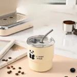Charming Cartoon Stainless Steel Coffee Cup with Straw
