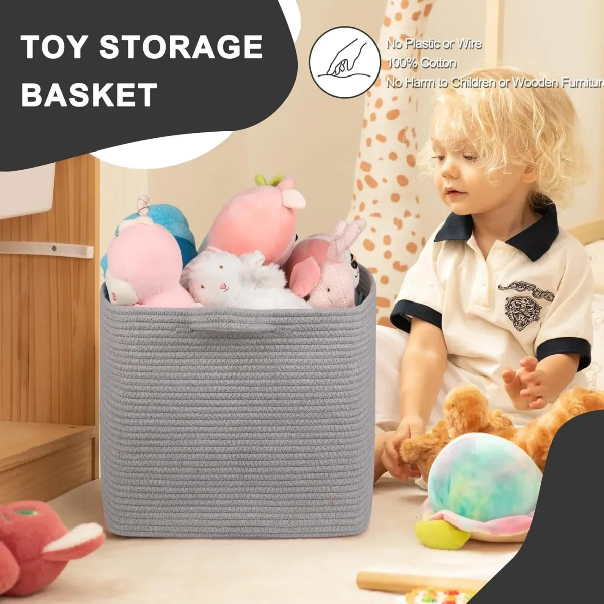 Large Capacity Cotton Rope Woven Storage Basket Dirty Clothes Basket Miscellaneous Items Basket Snacks Toys Basket Home Use - Image 3