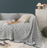 French White Sofa Full Cover Cloth American Sandhair Towel Dust Cover Sofa Cover ins Sandhair Blanket Lunch Break Cover Blanket - Image 3
