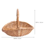 Wicker Picnic Basket Handle Empty Gift Basket Fill Open Top Market Harvest Baskets Garden Fruit Candy Wine Egg Gathering - Image 3