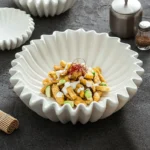 White ceramic double-layer lotus leaf insulation plate, lace shaped plate, salad plate, ceramic tableware - Image 3