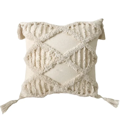 Cotton Tufted Cushion Cover With Tassel Retro Living Room Decorative Pillow Cover For Sofa Home Decor 30x50,45x45cm Pillowcase