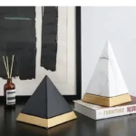 Marble Texture Pyramid Ceramic Statue Desk Decoration Sculpture Modern Crafts Ornaments Room Aesthetic Decor