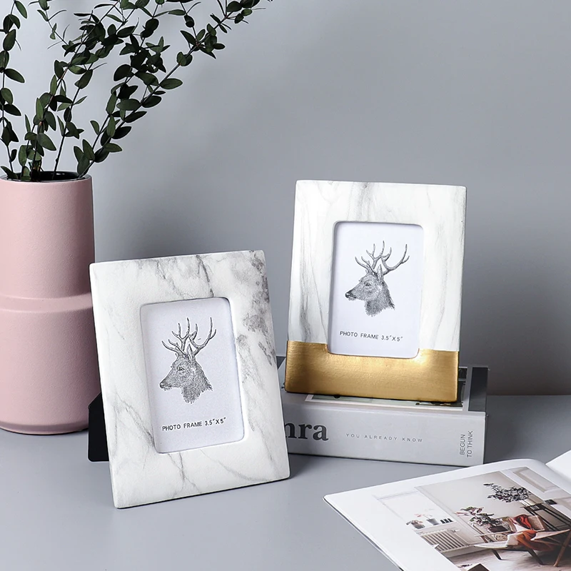 European Modern White Marble Accents Ceramic Photo Frame Rectangle 3.5x5 4x6 5x7 Inches For Home Tabletop Decoration 3 kf S069e97f433334cd994576909d50643e3f