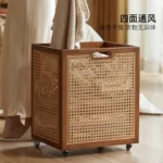 Rattan dirty clothes basket Household storage basket with lid Bathroom dirty clothes basket Large capacity clothes storage baske