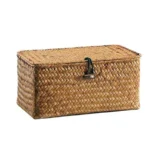 Wicker Storage Basket Woven Rattan Storage Laundry Basket Toy Books Storage Basket With Lid Muitifountional Convenient storage - Image 5